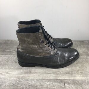 J.D. Fisk Chukka Gray Leather Lace Up Dress Streetwear Mens Boots Size 8 US